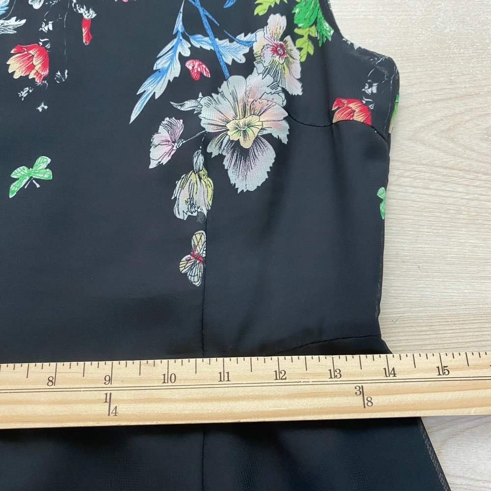 Floryday Whimsigoth Floral Butterfly Midi Dress Women XS Black Sheer Overlay - Picture 9 of 10